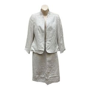 Vintage Three Flaggs California Skirt Suit Womens 8 Cream White Blend USA Made